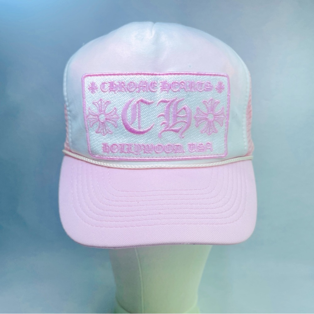 Chrome Hearts Pink Hollywood Trucker Hat